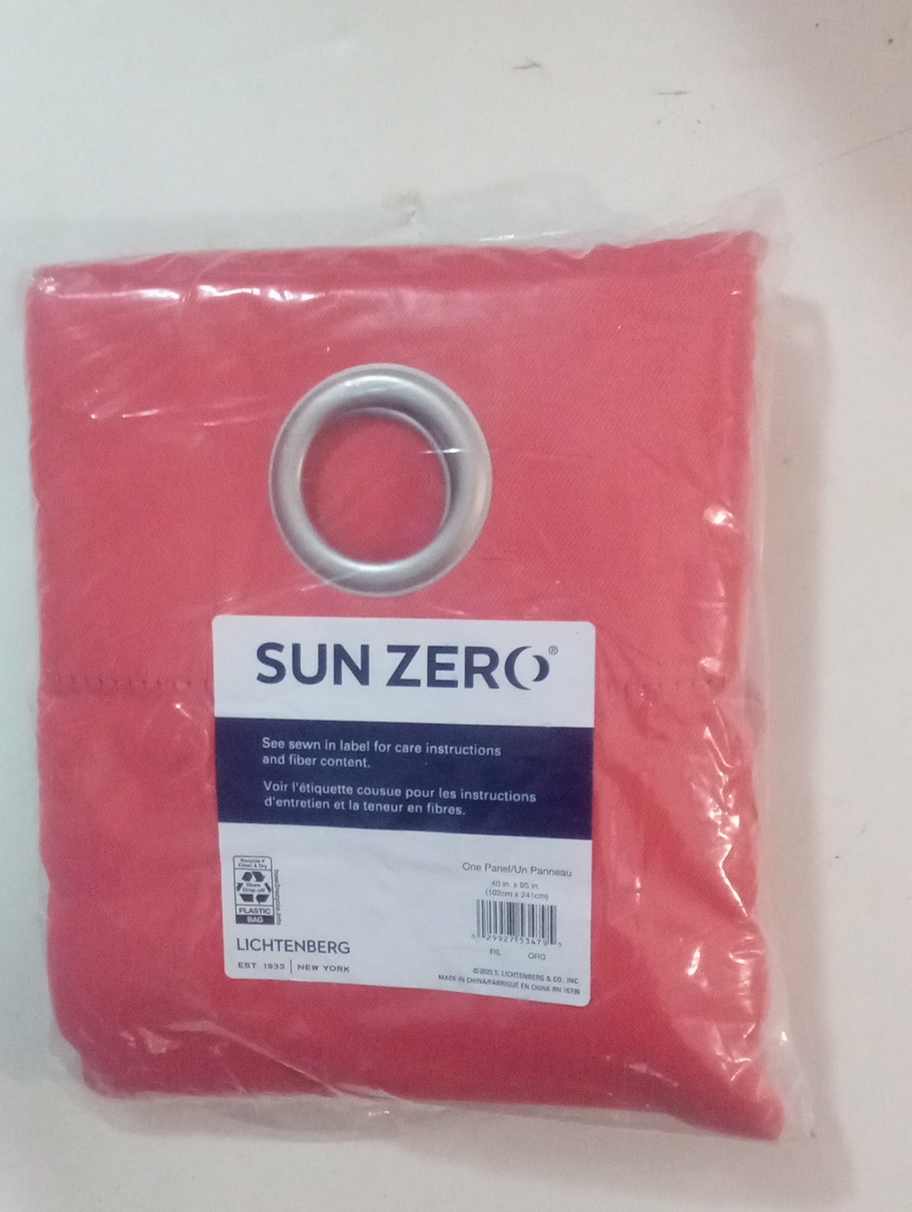 Sun Zero Coral Grommet Curtain Panel 95" NWT $45